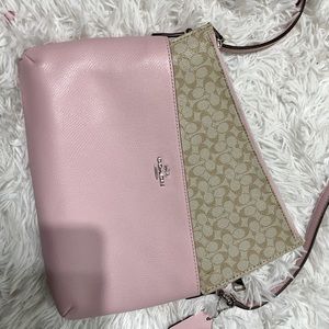 Pink coach crossbody with removable pouch